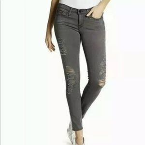 Frame Denim Le Skinny De Jeanne Grey Shred Destroy